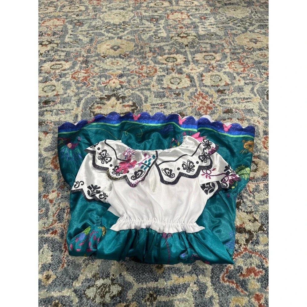 Mirabel Encanto Costume Dress Girls 4-6 Teal White